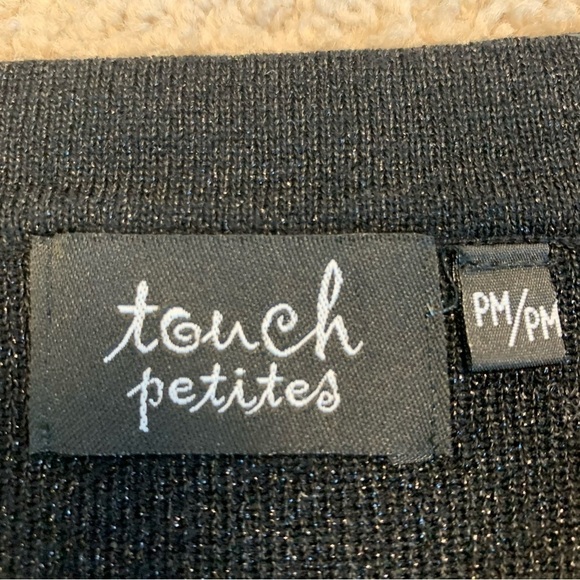 Touch Petites black glitter beaded fitted stretchy sweater Sz PM - Picture 8 of 12